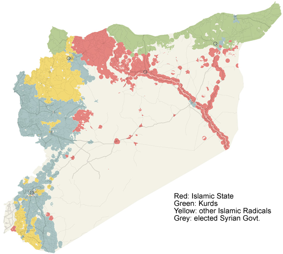 Syria civil war areas of control map