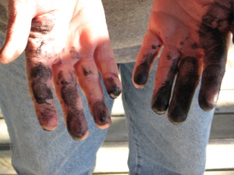 Ace spray paint on hands